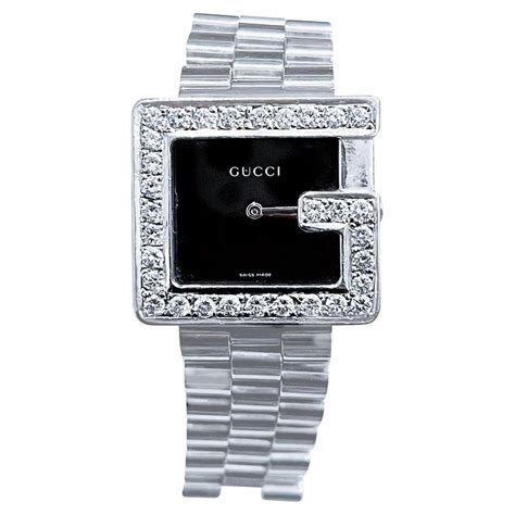 fake black diamond gucci watch|men's gucci watch diamond bezel.